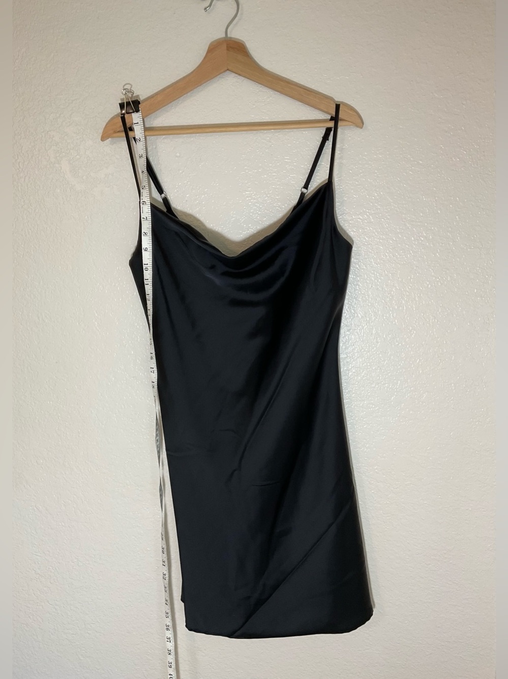 See You Monday Black Satin Cowl Neck Mini Slip Dress Size M - Picture 6 of 10